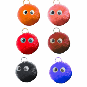 Pom pom keychain, animal keychain, multicolor keychain, fluffy keychain, bag charm, cute keychain, kawaii accessory, backpack charm