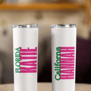 Custom Personalized name White Skinny 20 oz Tumbler, Perfect for Gift, Birthday, Anniversary.